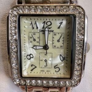 Vintage Cote D Azur Blue Ladies Quartz Watch SILVER Bracelet Watch-New Battery